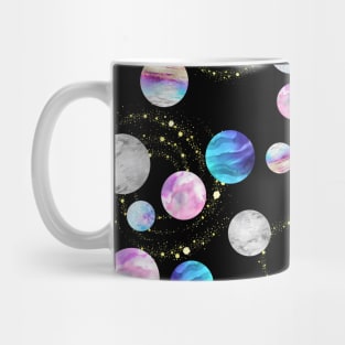 Outer space pattern: Planets, nebulae, and stars (watercolor and gold) Mug